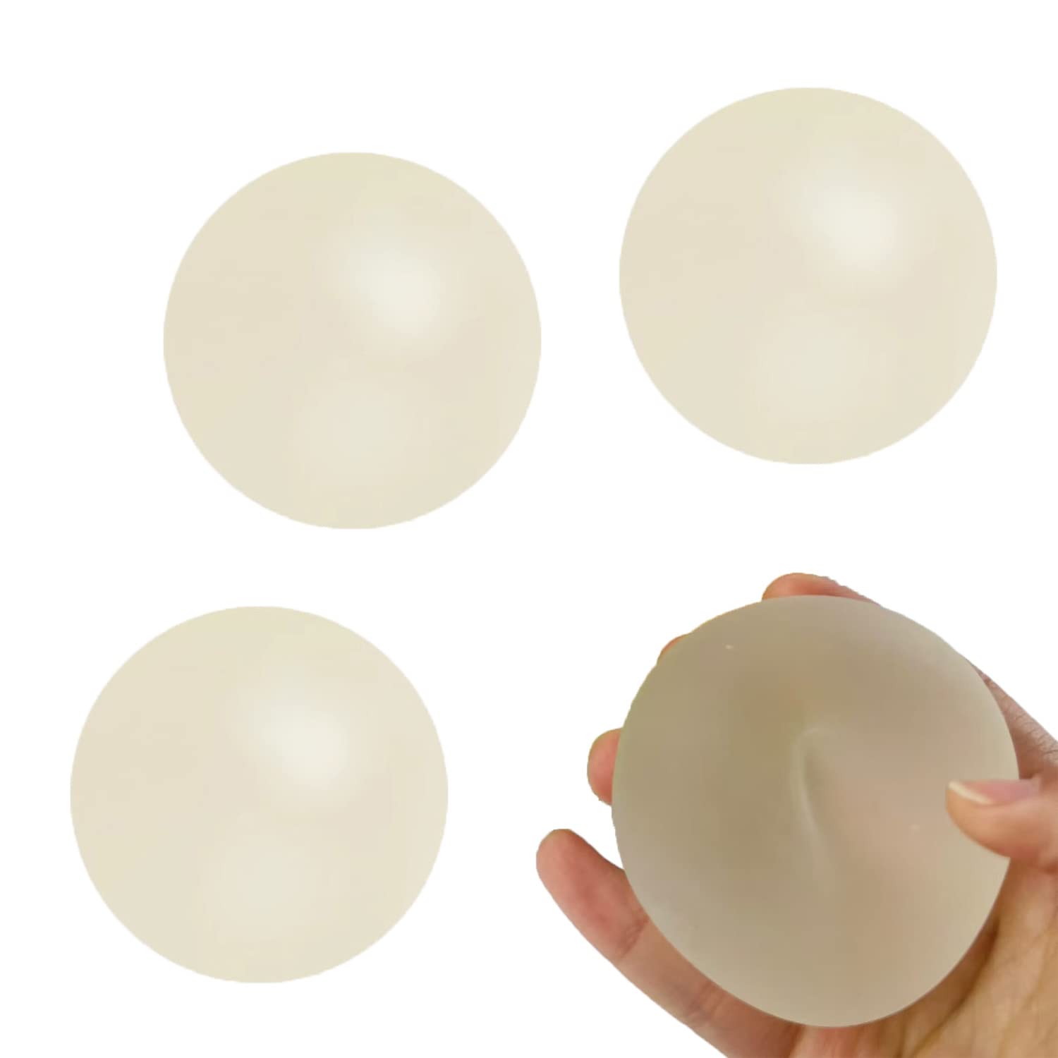 3Pcs White Sugar Ball 2.4" Slow Rise Squishy Stress Relief Balls Clear Malt Syrup Filled Moldable Relaxing Sensory Fidget Stress Toy Hand Exercise Balls Gift for Friends